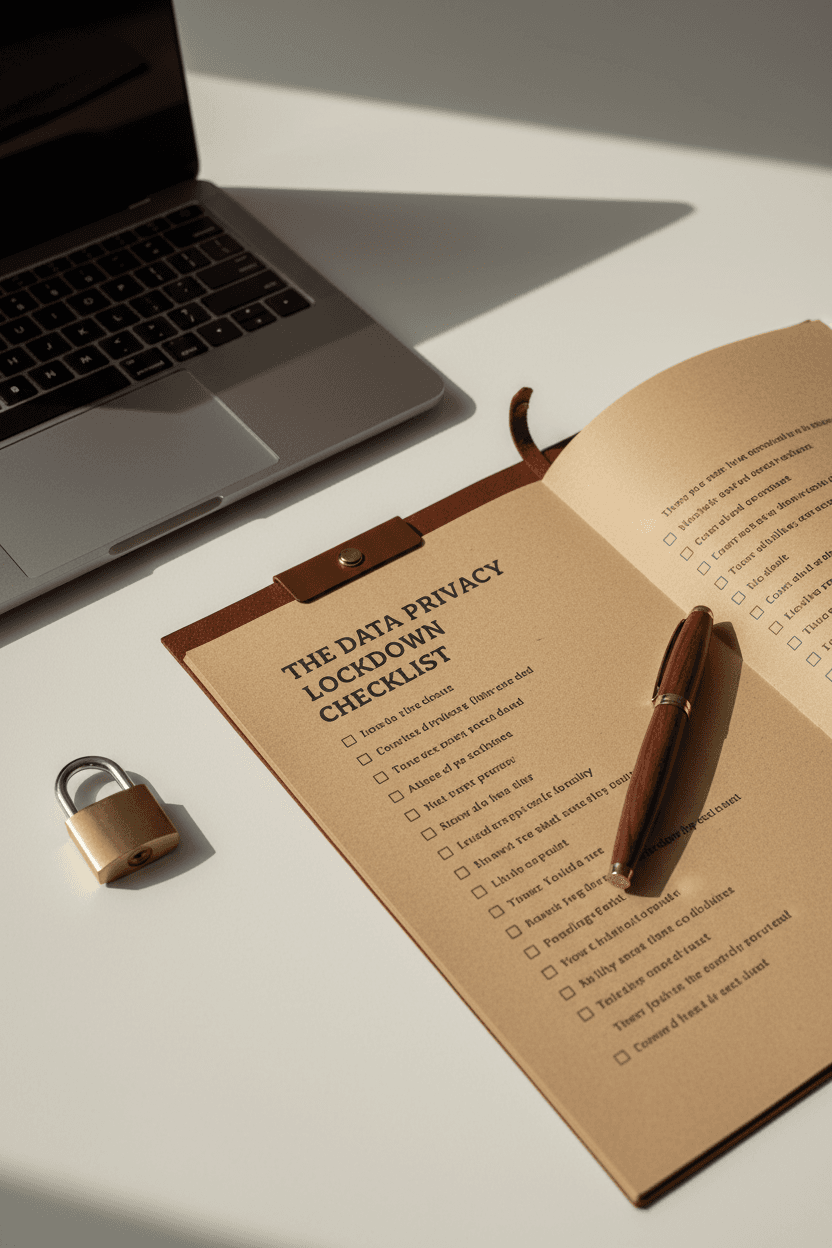 Data Privacy Lockdown Checklist - open checklist with padlock