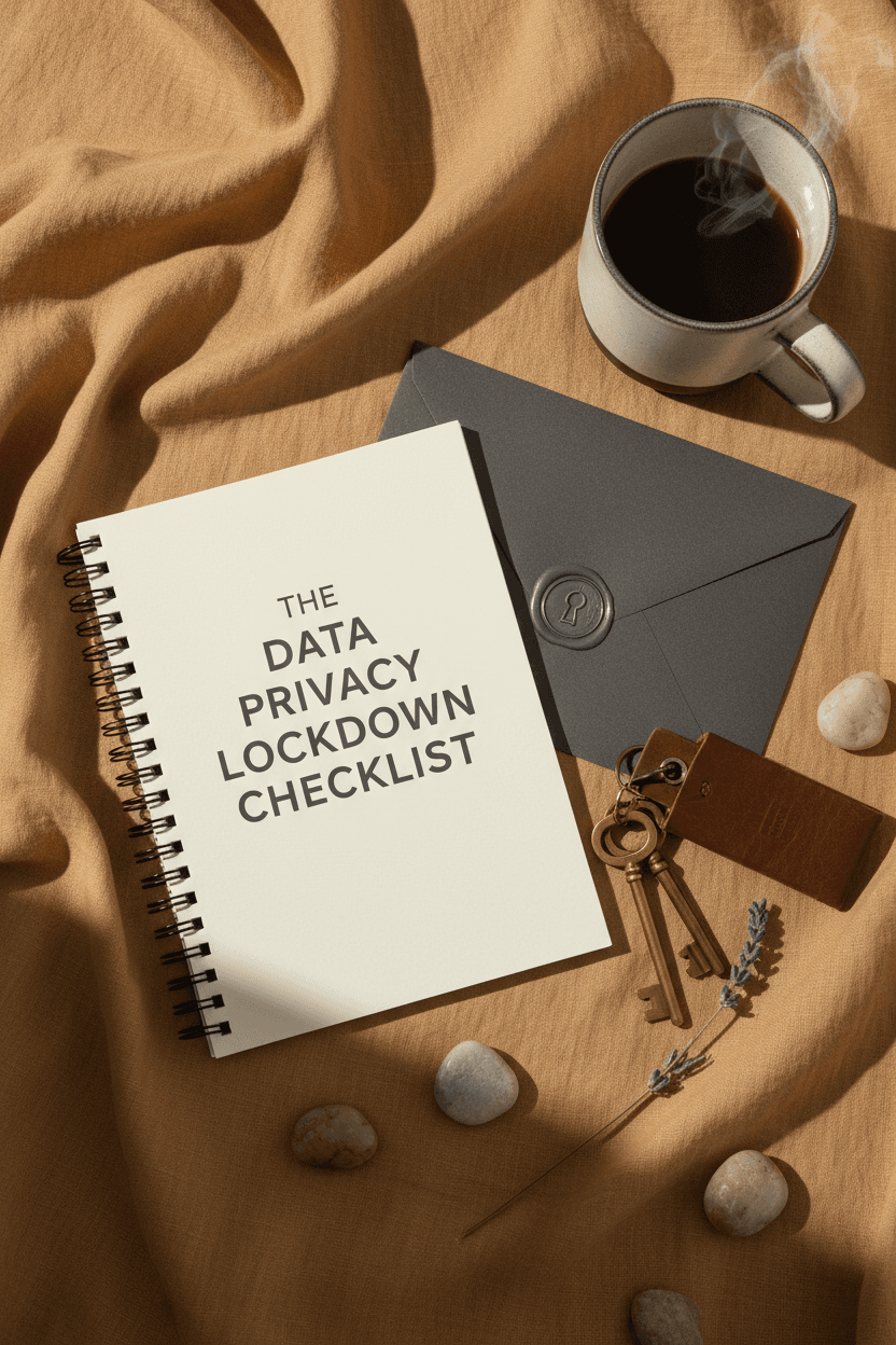 Data Privacy Lockdown Checklist - sealed envelope flat lay