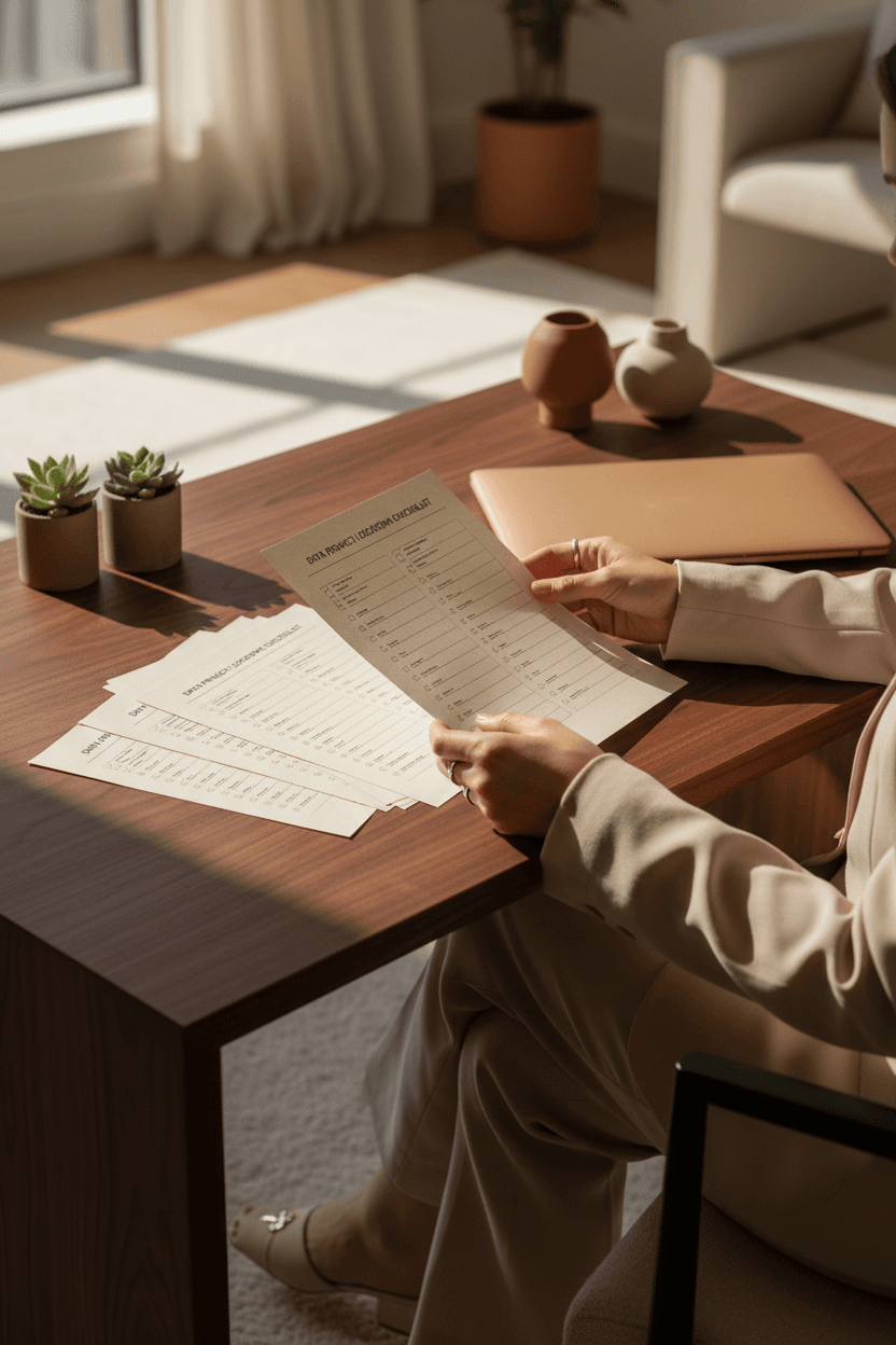 Data Privacy Lockdown Checklist - person reviewing privacy pages