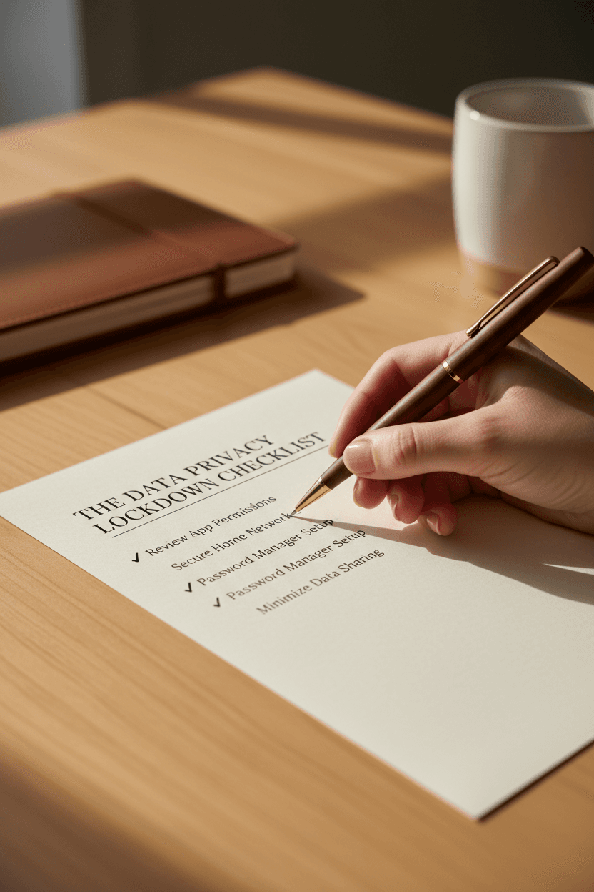 Data Privacy Lockdown Checklist - hand checking off items
