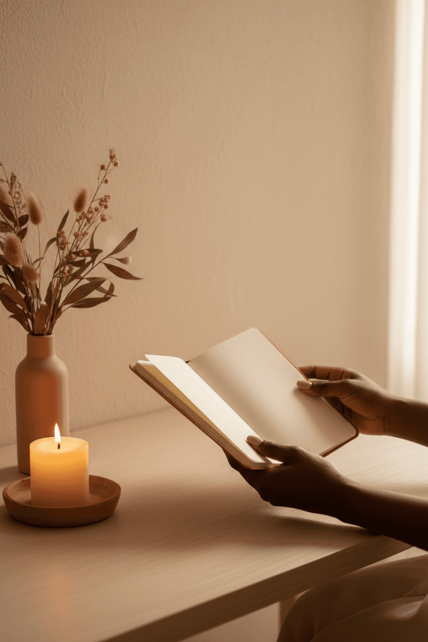 The Intimacy Reset - Black woman's hands holding open journal